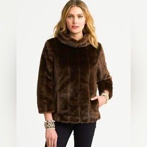 BANANA REPUBLIC LUXURY FAUX FUR PULLOVER WOMEN JACKET SWEATER MEDIUM